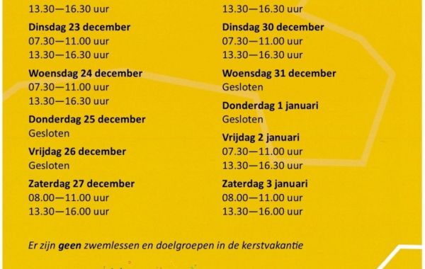 Openingstijden Kerstvakantie