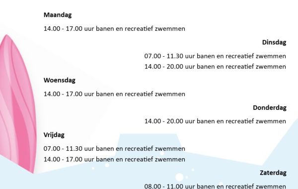 Openingstijden Zomervakantie